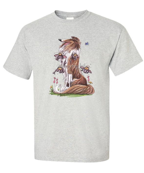 Collie - Sitting With Sheep In Fur - Caricature - T-Shirt