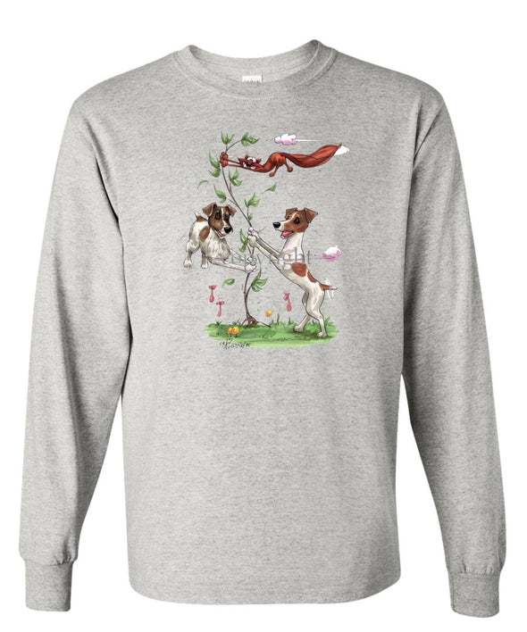 Jack Russell Terrier - Group Spinning Fox In Tree - Caricature - Long Sleeve T-Shirt