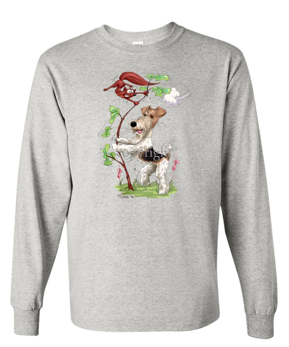 Wire Fox Terrier - Shaking Fox In Tree - Caricature - Long Sleeve T-Shirt