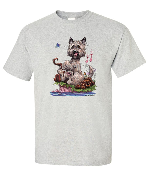 Cairn Terrier - Sitting On Otter - Caricature - T-Shirt
