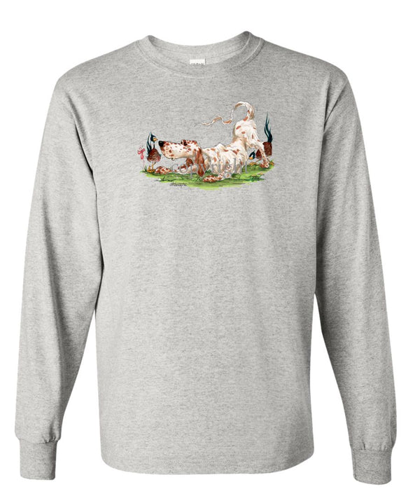 English Setter - Playing With Pheasants - Caricature - Long Sleeve T-Shirt