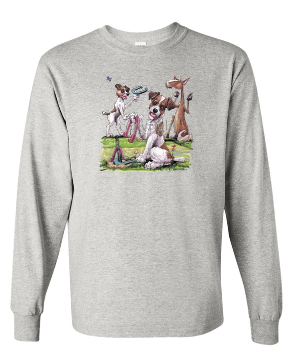 Jack Russell Terrier - Group Playing Horseshoes - Caricature - Long Sleeve T-Shirt