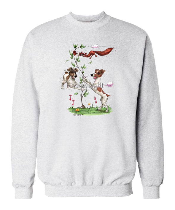 Parson Russell Terrier - Group Spinning Fox In Tree - Caricature - Sweatshirt