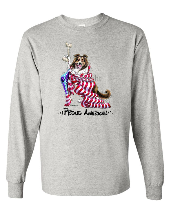 Shetland Sheepdog - Proud American - Long Sleeve T-Shirt