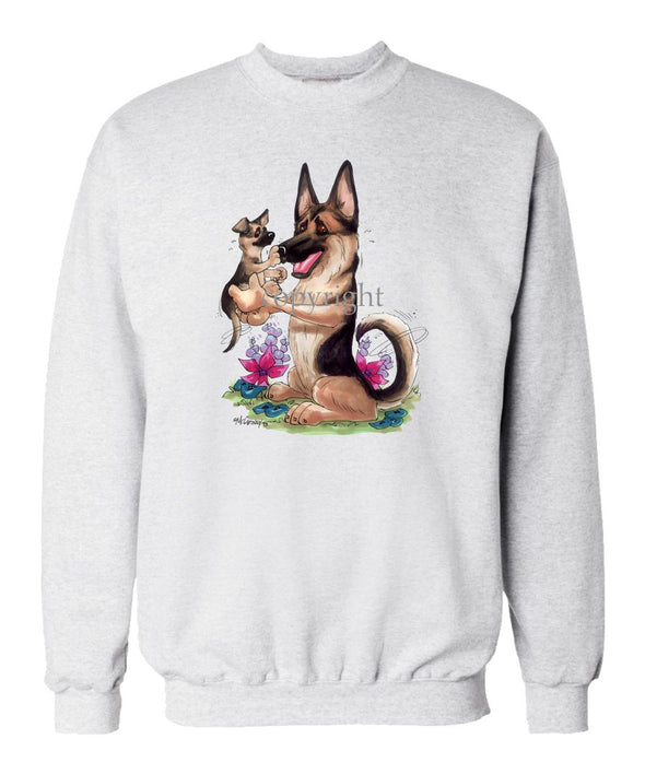 German Shepherd - Holding Puppy - Caricature - Sweatshirt