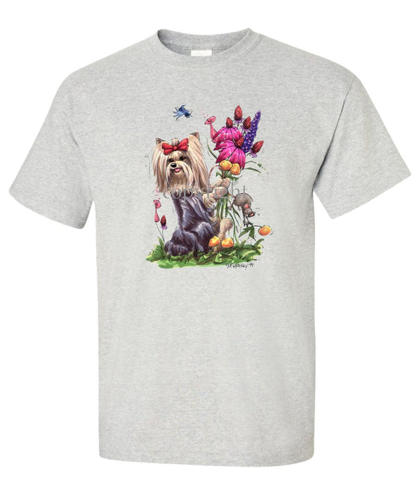 Yorkshire Terrier - Holding Flowers - Caricature - T-Shirt