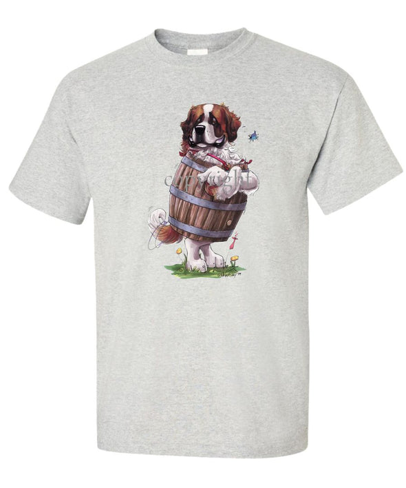 Saint Bernard - Standing In Barrel - Caricature - T-Shirt