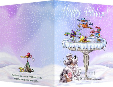Australian Shepherd - Frozen Bird Bath - Christmas Card