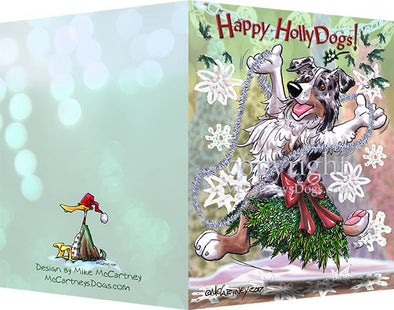 Australian Shepherd - Happy Holly Dog Pine Skirt - Christmas Card