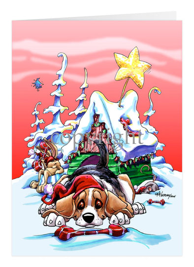 Beagle - Doghouse - Christmas Card