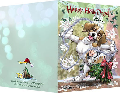Beagle - Happy Holly Dog Pine Skirt - Christmas Card