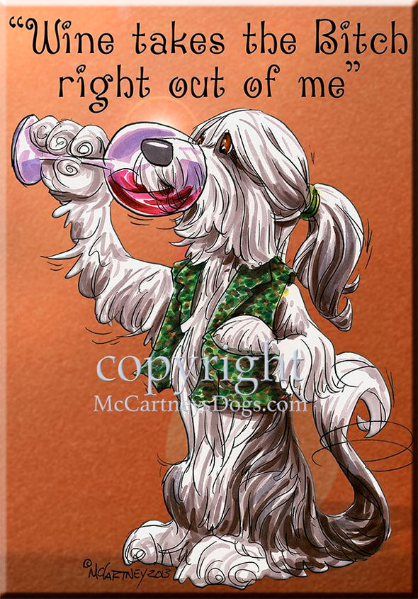 Bearded Collie - Wine Takes The Bitch - Cutting Board