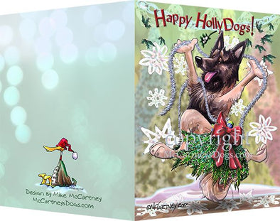 Belgian Tervuren - Happy Holly Dog Pine Skirt - Christmas Card