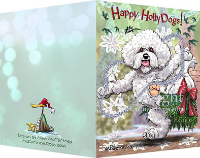 Bichon Frise - Happy Holly Dog Pine Skirt - Christmas Card