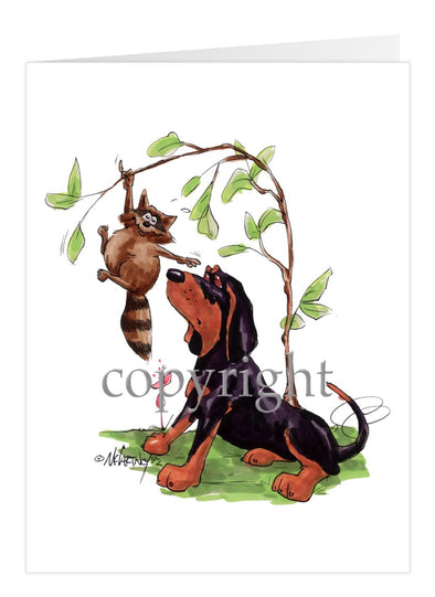 Black And Tan Coonhound - Caricature - Card