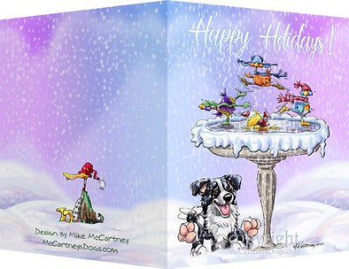 Border Collie - Frozen Bird Bath - Christmas Card