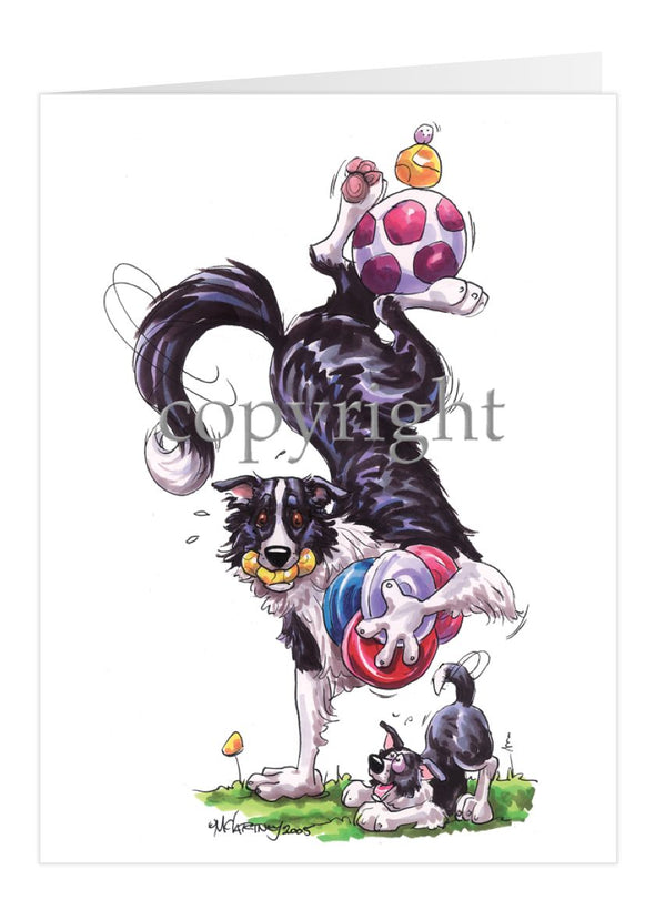 Border Collie - Hand Stand With Toys - Caricature - Card