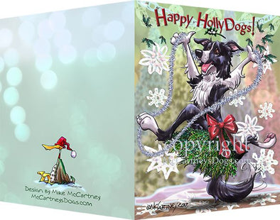 Border Collie - Happy Holly Dog Pine Skirt - Christmas Card