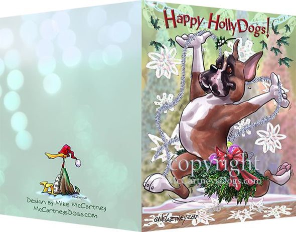 Boxer - Happy Holly Dog Pine Skirt - Christmas Card