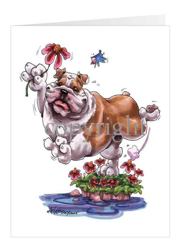 Bulldog - With Flower - Caricature - Card