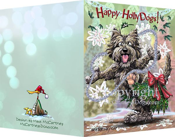 Cairn Terrier - Happy Holly Dog Pine Skirt - Christmas Card