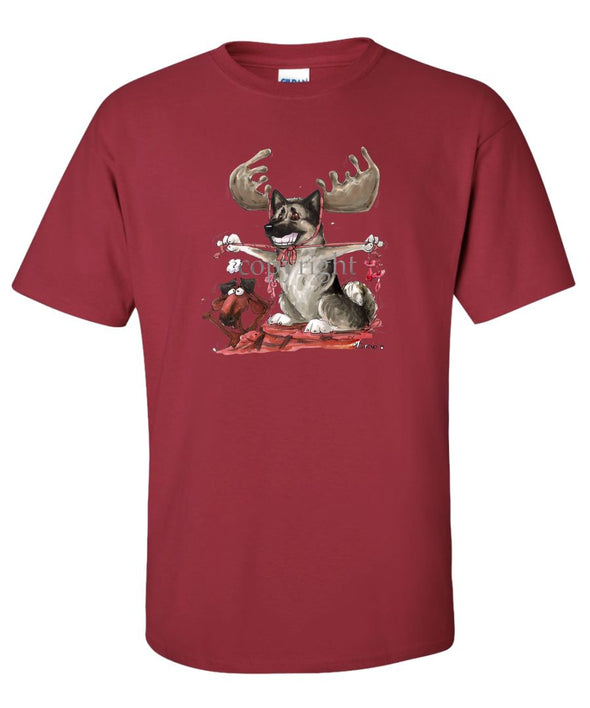 Norwegian Elkhound - With Antlers - Caricature - T-Shirt