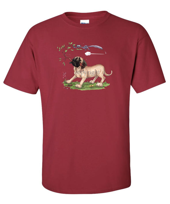 Mastiff - Swinging Squirrel In Tree - Caricature - T-Shirt