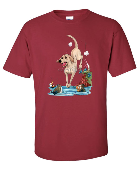Labrador Retriever  Yellow - Diving - Caricature - T-Shirt