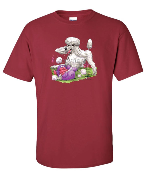 Poodle  White - With Stuffed Bear - Caricature - T-Shirt
