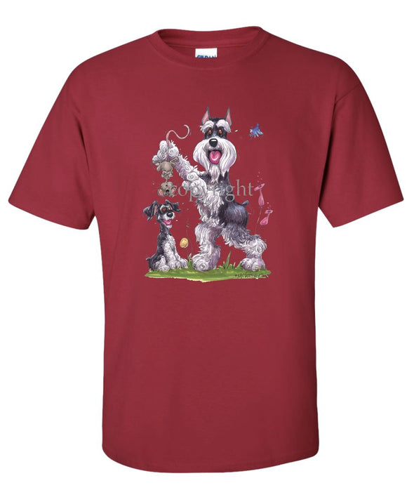 Schnauzer - Standing Holding Mouse - Caricature - T-Shirt