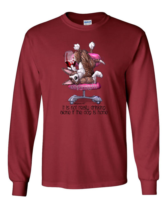 Bull Terrier  Brindle - It's Not Drinking Alone - Long Sleeve T-Shirt