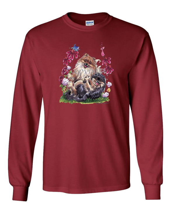 Pomeranian - Group Playing - Caricature - Long Sleeve T-Shirt