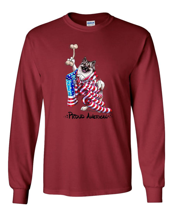Norwegian Elkhound - Proud American - Long Sleeve T-Shirt