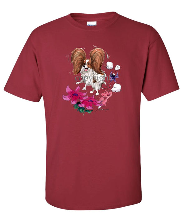 Papillon - Flying Over Flowers - Caricature - T-Shirt