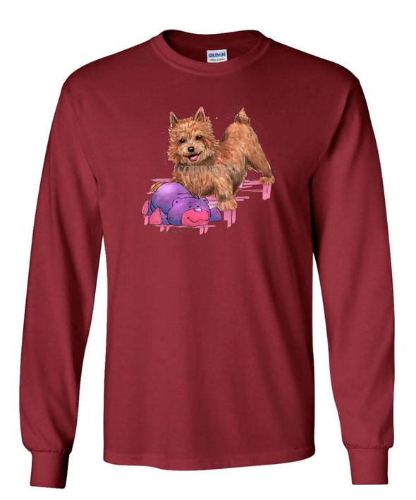Norwich Terrier - With Stuffed Bear - Caricature - Long Sleeve T-Shirt