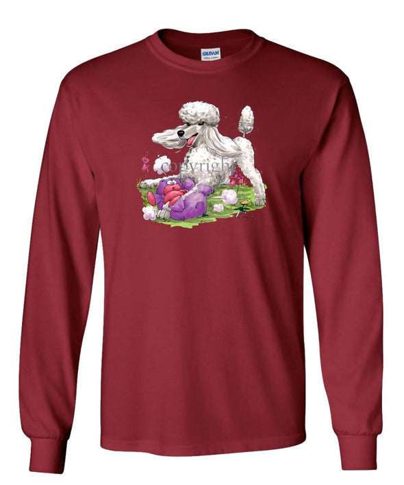 Poodle  White - With Stuffed Bear - Caricature - Long Sleeve T-Shirt