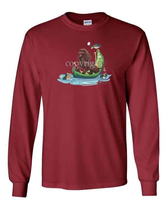 American Water Spaniel - Canoe - Caricature - Long Sleeve T-Shirt
