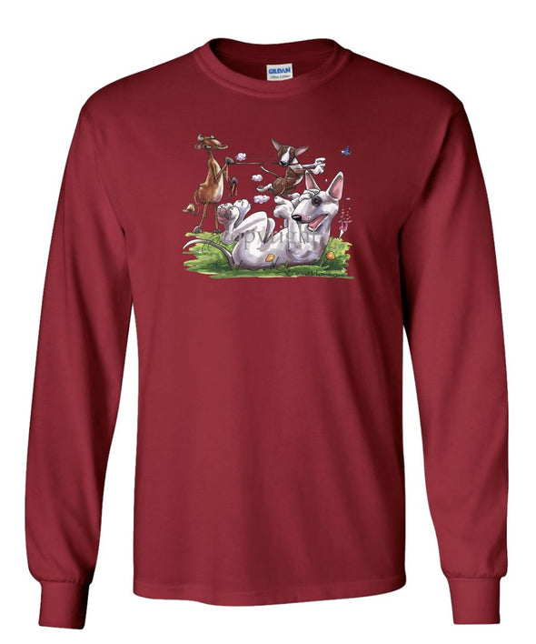 Bull Terrier - Group With Cow - Caricature - Long Sleeve T-Shirt