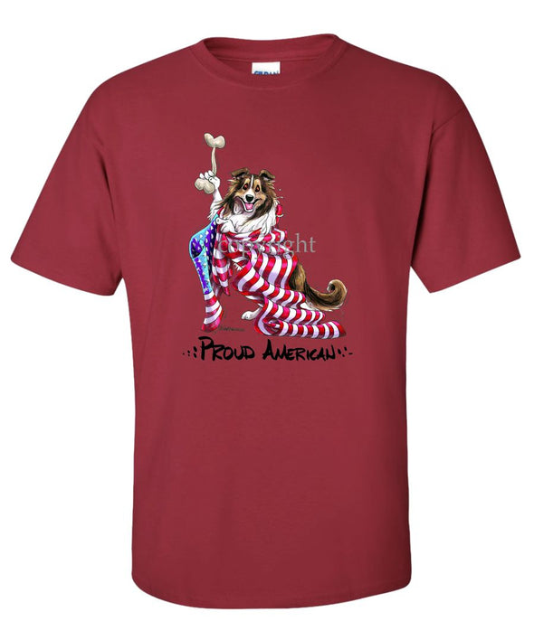 Shetland Sheepdog - Proud American - T-Shirt