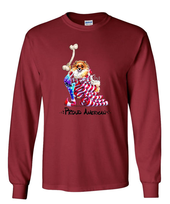 Pomeranian - Proud American - Long Sleeve T-Shirt
