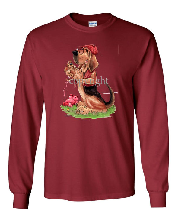 Bloodhound - With-puppy - Caricature - Long Sleeve T-Shirt
