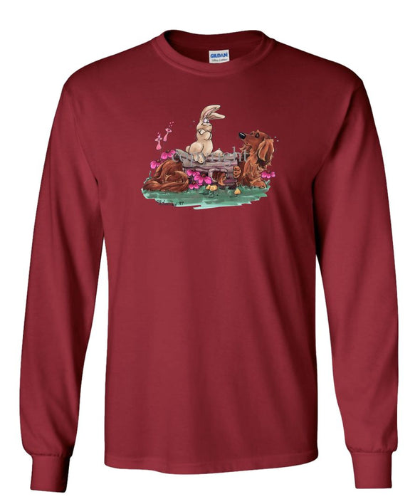 Dachshund  Longhaired - Hollow Log - Caricature - Long Sleeve T-Shirt