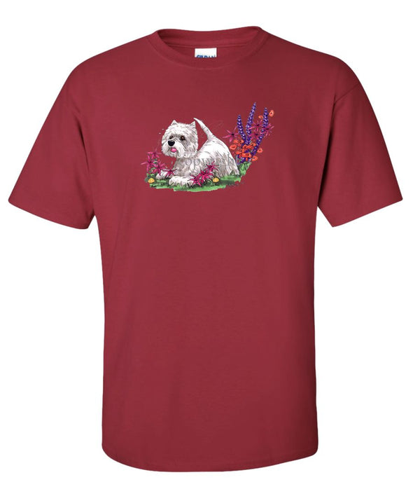 West Highland Terrier - Flowers - Caricature - T-Shirt