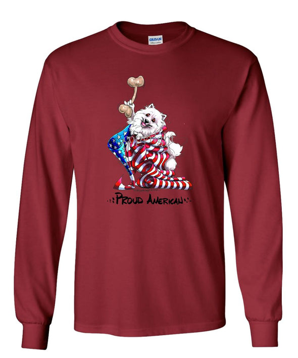 American Eskimo Dog - Proud American - Long Sleeve T-Shirt