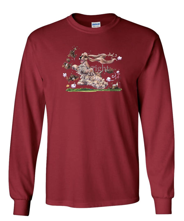 Cocker Spaniel - Chasing Quail - Caricature - Long Sleeve T-Shirt