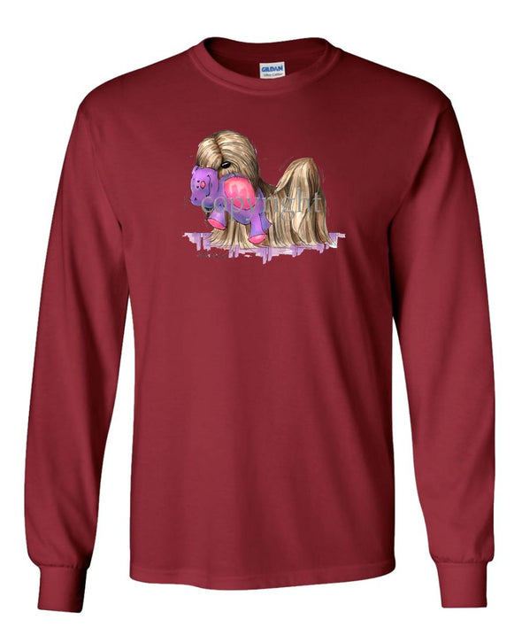 Lhasa Apso - With Toy Bear - Caricature - Long Sleeve T-Shirt