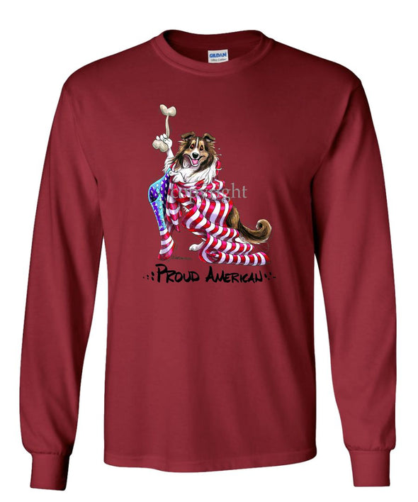 Shetland Sheepdog - Proud American - Long Sleeve T-Shirt