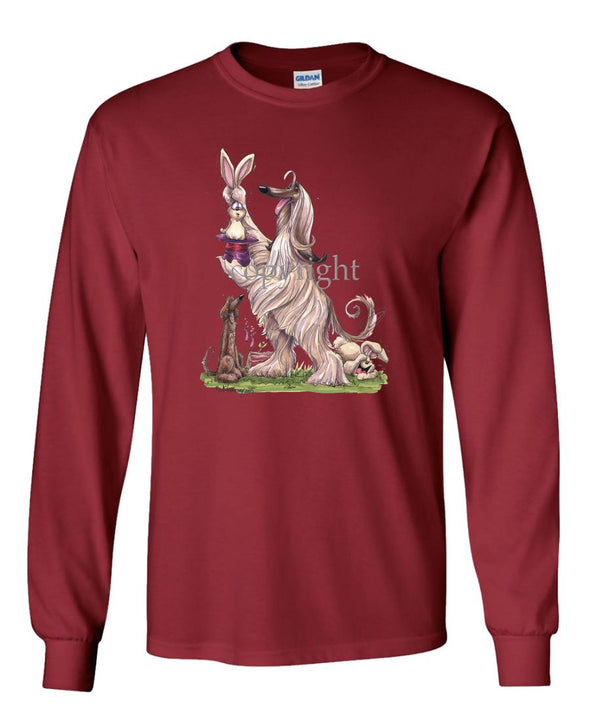 Afghan Hound - Pulling Rabbit Out Of Hat - Caricature - Long Sleeve T-Shirt