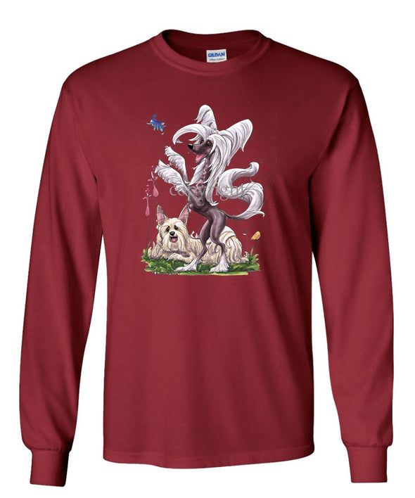 Chinese Crested - Group Standing - Caricature - Long Sleeve T-Shirt