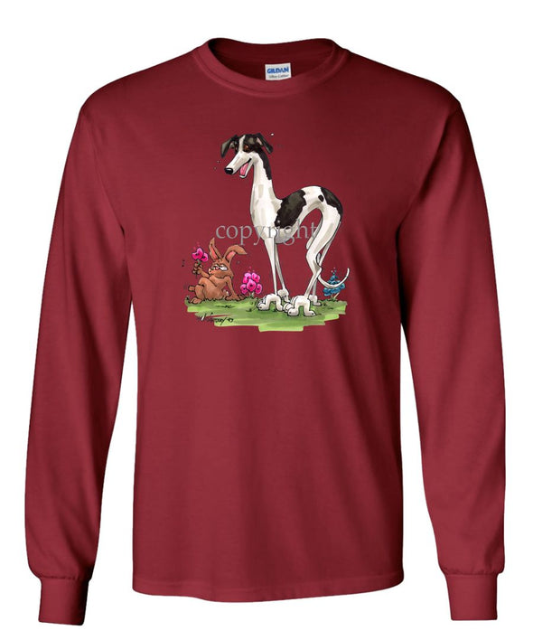 Greyhound - Sneeking Up On Rabbit - Caricature - Long Sleeve T-Shirt